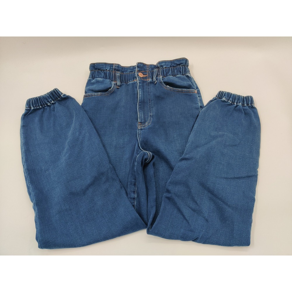 Express Super High Rise Supersoft Knit Denim Joggers Medium Wash Blue 4R